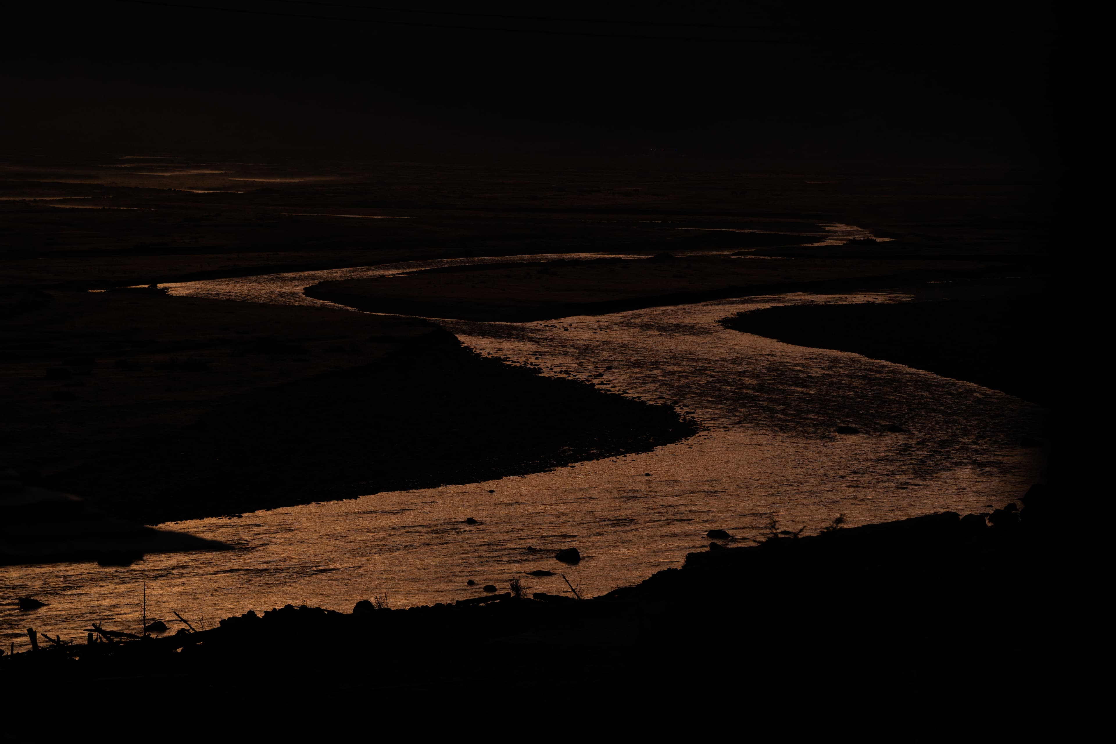 Last light on a Himalayan riverbed